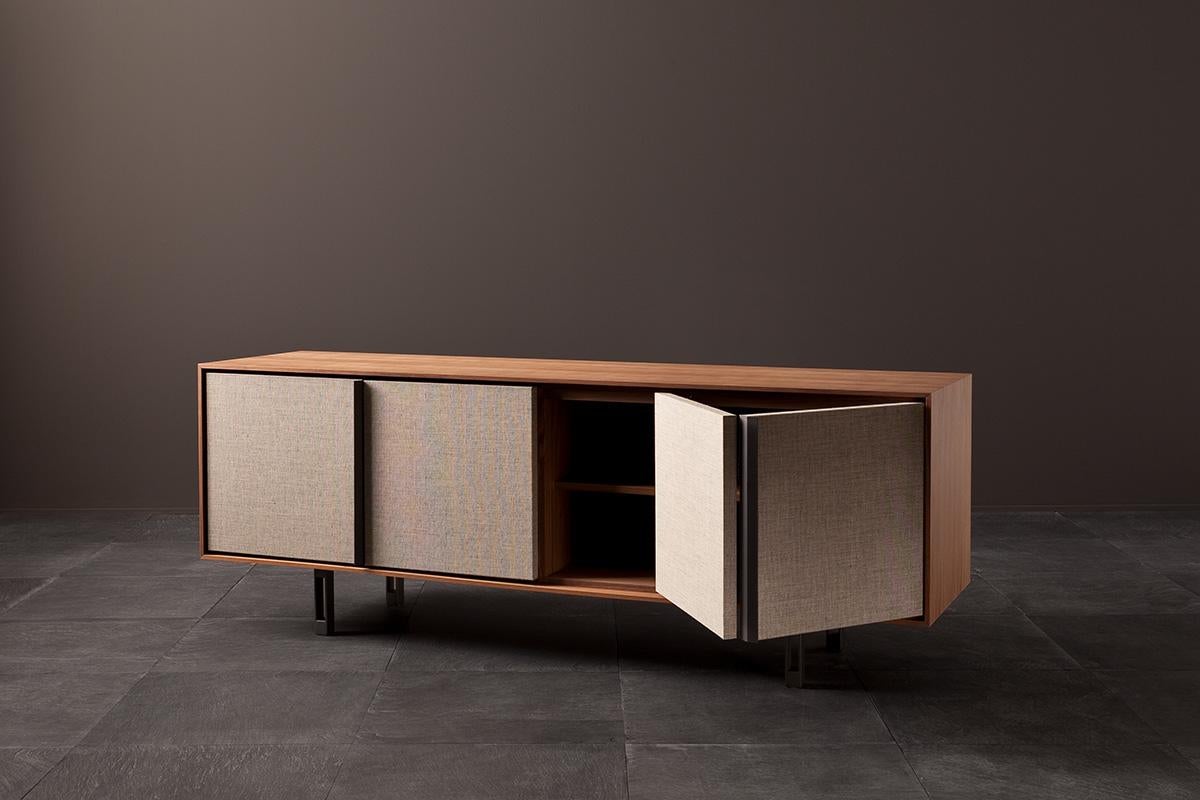 Varnished Contemporary by Lucarelli e Rapisarda  Sideboard Wood Veneer Steel  For Sale