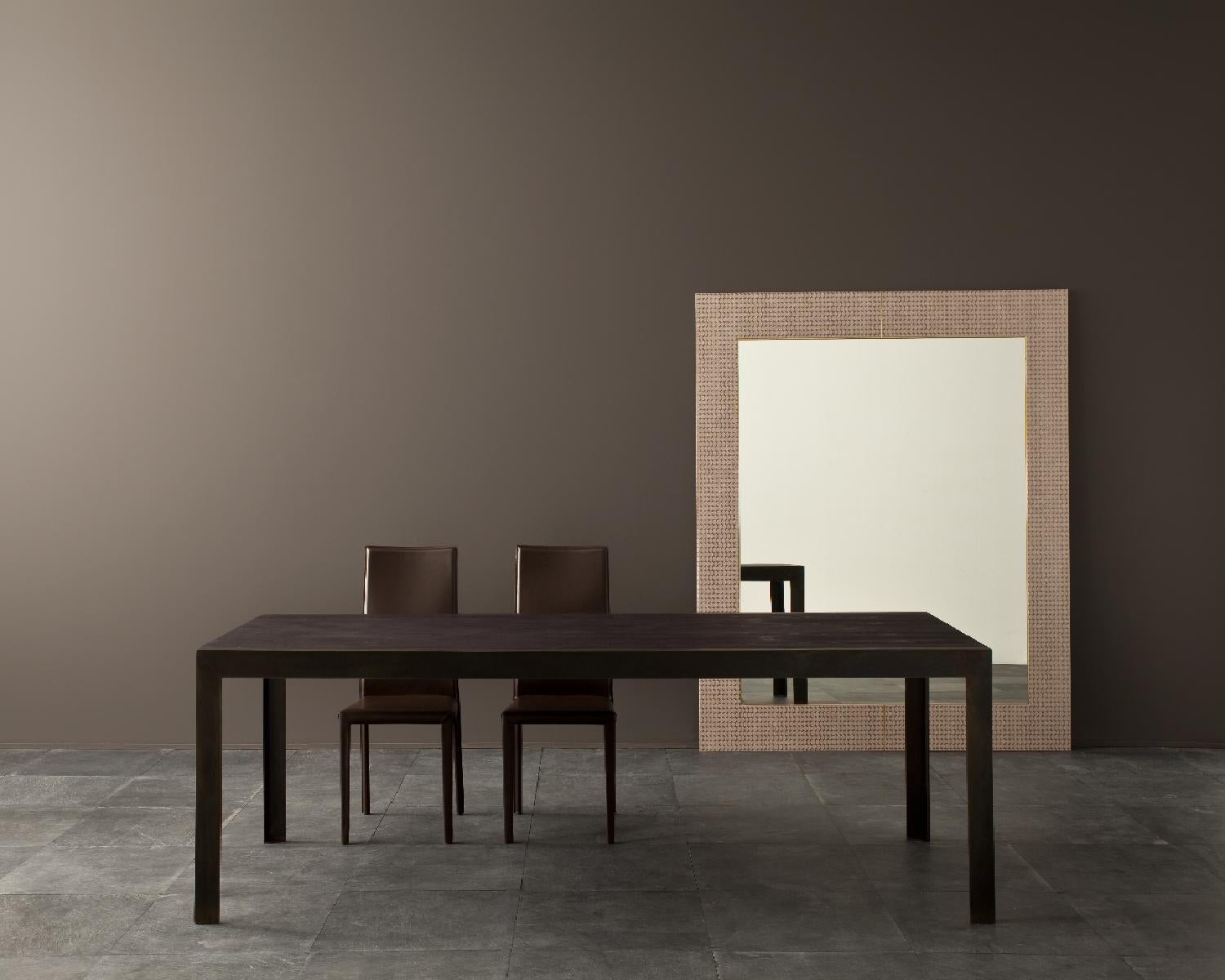 Italian Contemporary by Lucarelli e Rapisarda Table Wood Veneer Table Wood Steel For Sale