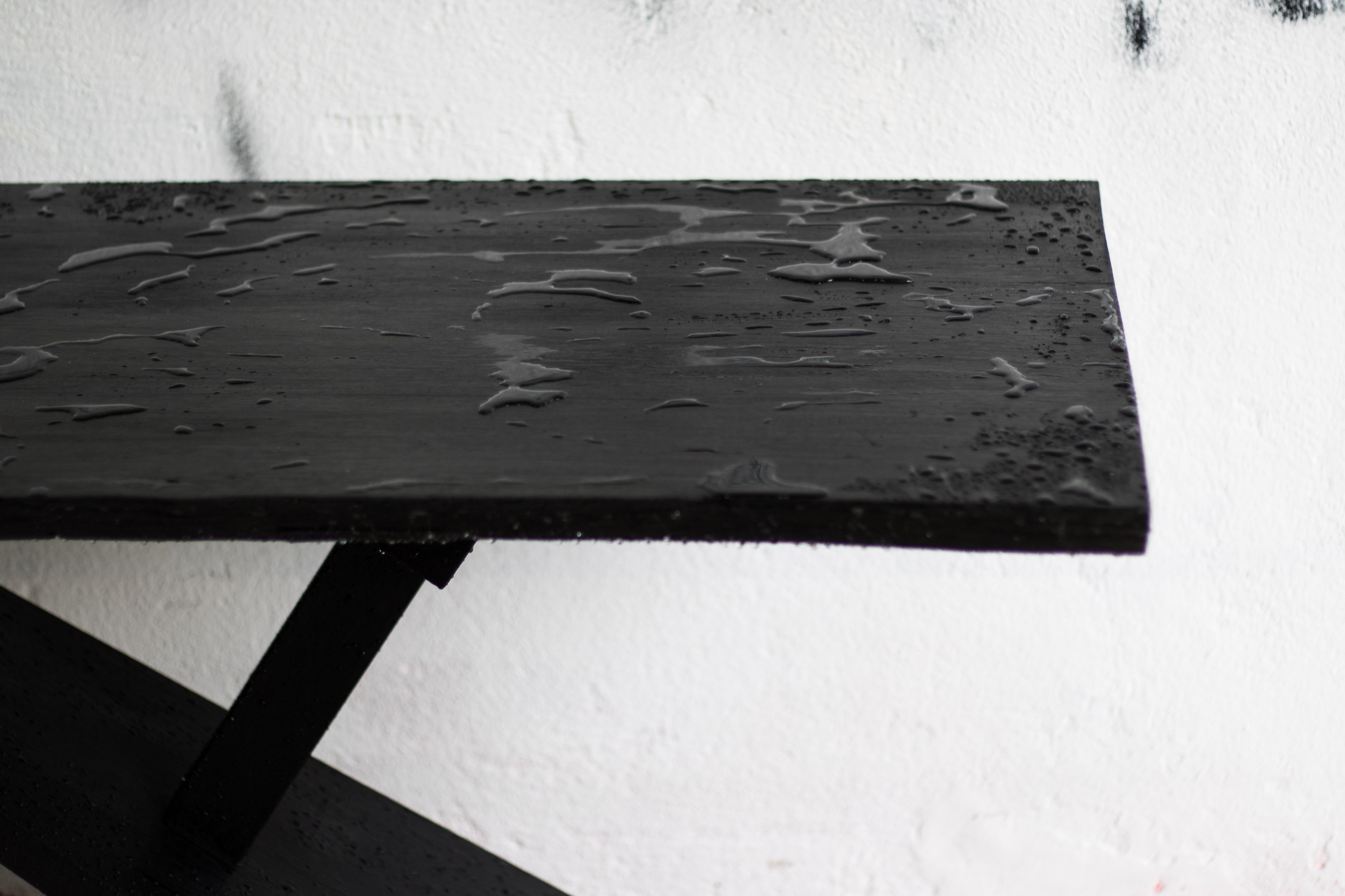 Contemporary Desk Console Table Burnt Wood Black by Mircea Anghel In New Condition For Sale In Alcacer do Sal, PT
