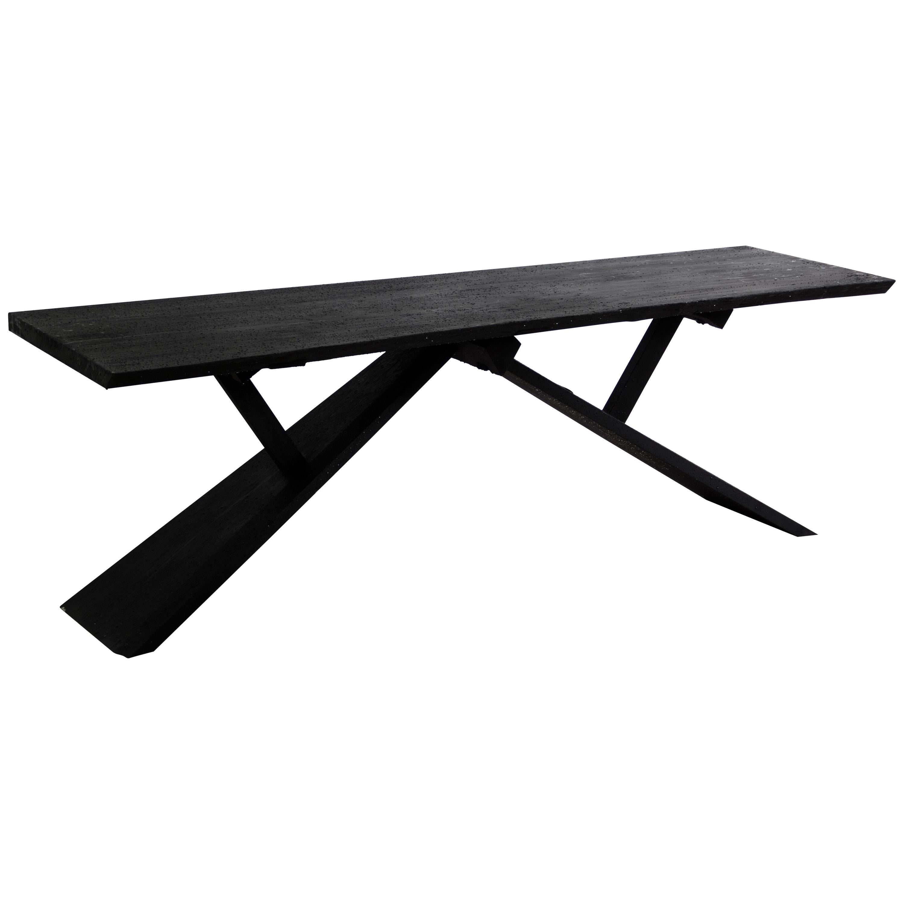 Contemporary Desk Console Table Burnt Wood Black by Mircea Anghel For Sale