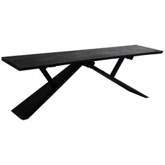 Contemporary Desk Console Table Burnt Wood Black by Mircea Anghel