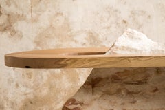 Contemporary by Mircea Anghel Dining Table White American Oak Wood White Marble