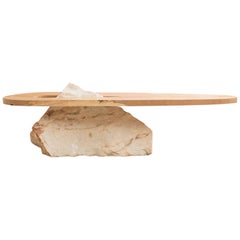 Contemporary by Mircea Anghel Dining Table White American Oak Wood White Marble