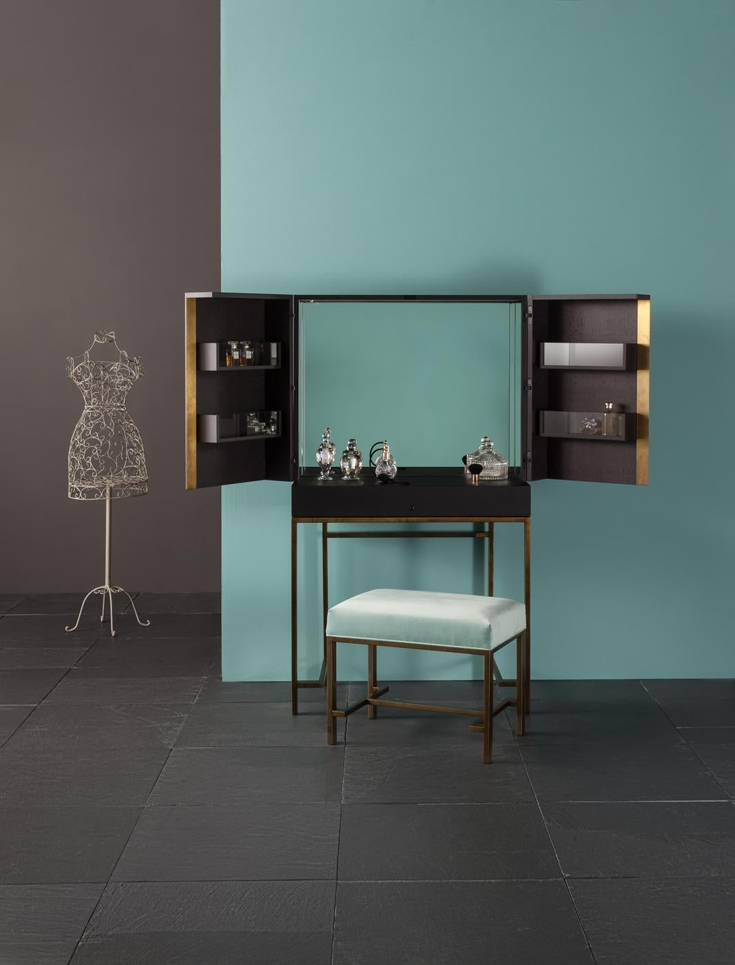 Modern Contemporary by Studio Oxi Dresser Cabinet Wood Dressing Cabinet Mirror Steel For Sale