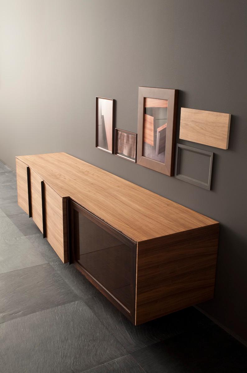 Contemporary by Studio Oxi, Sideboard, Wood Veneer Sideboard, Wood, Walnut For Sale 1