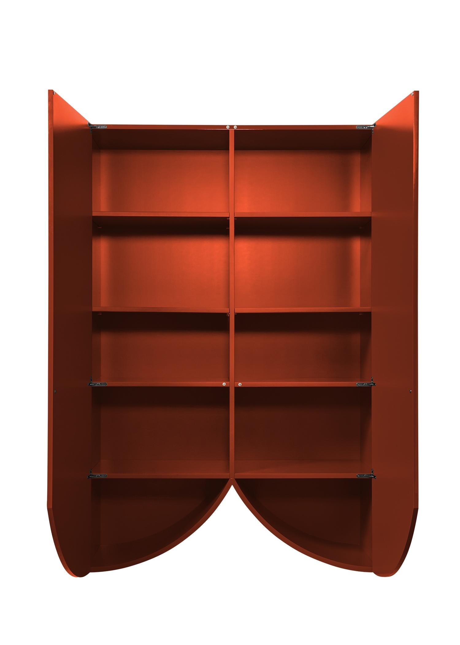 Organic Modern Contemporary Cabinet 'Bridges' by Muller Van Severen, Large, Arch, Red For Sale