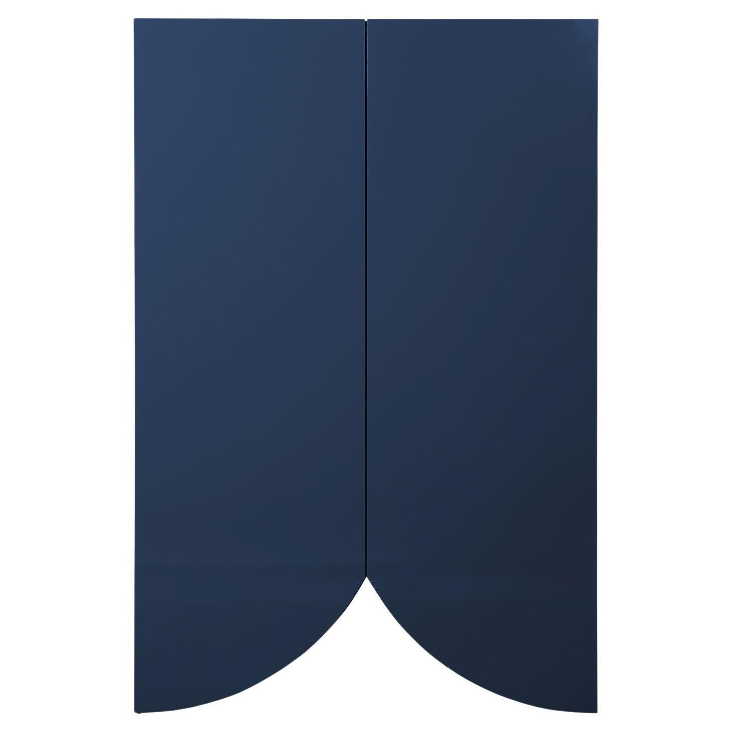 Cabinet contemporain 'Bridges' de Muller Van Severen, grand, rideau, bleu