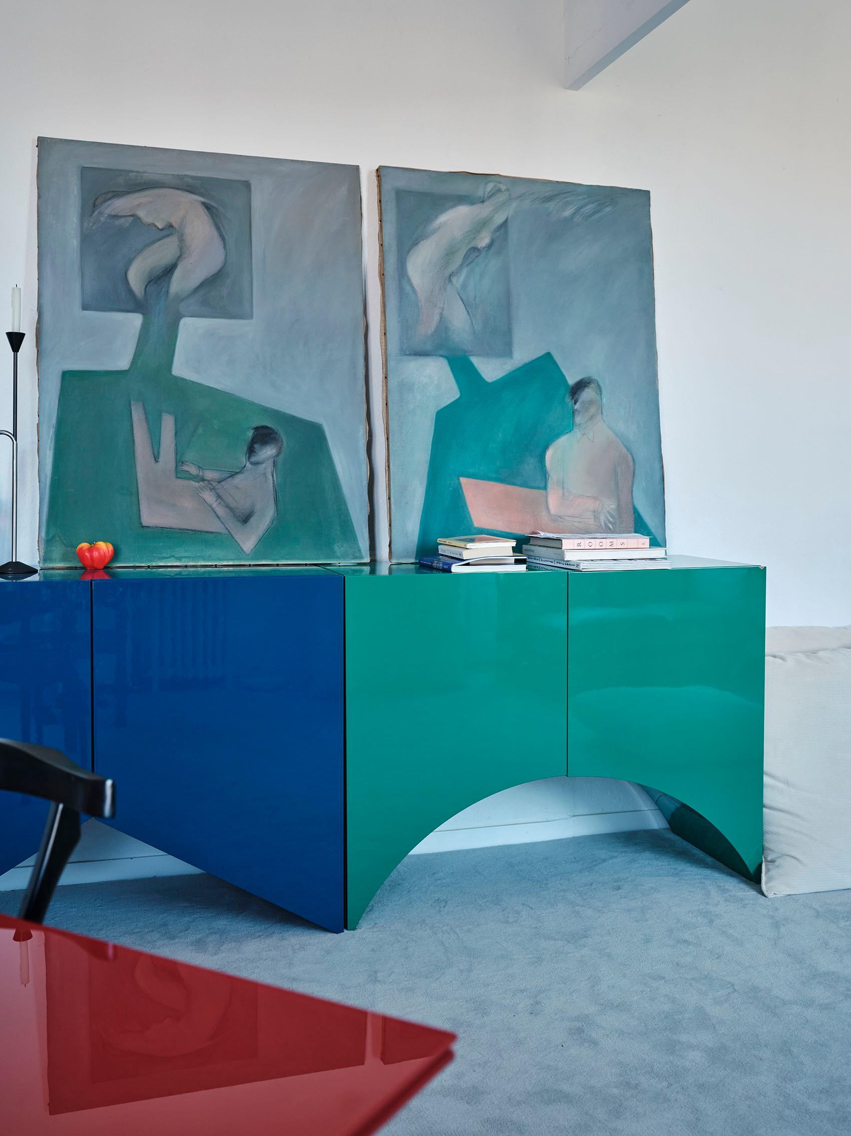 Cabinet contemporain 'Bridges' by Muller Van Severen, Small, Arch, Aubergine en vente 12