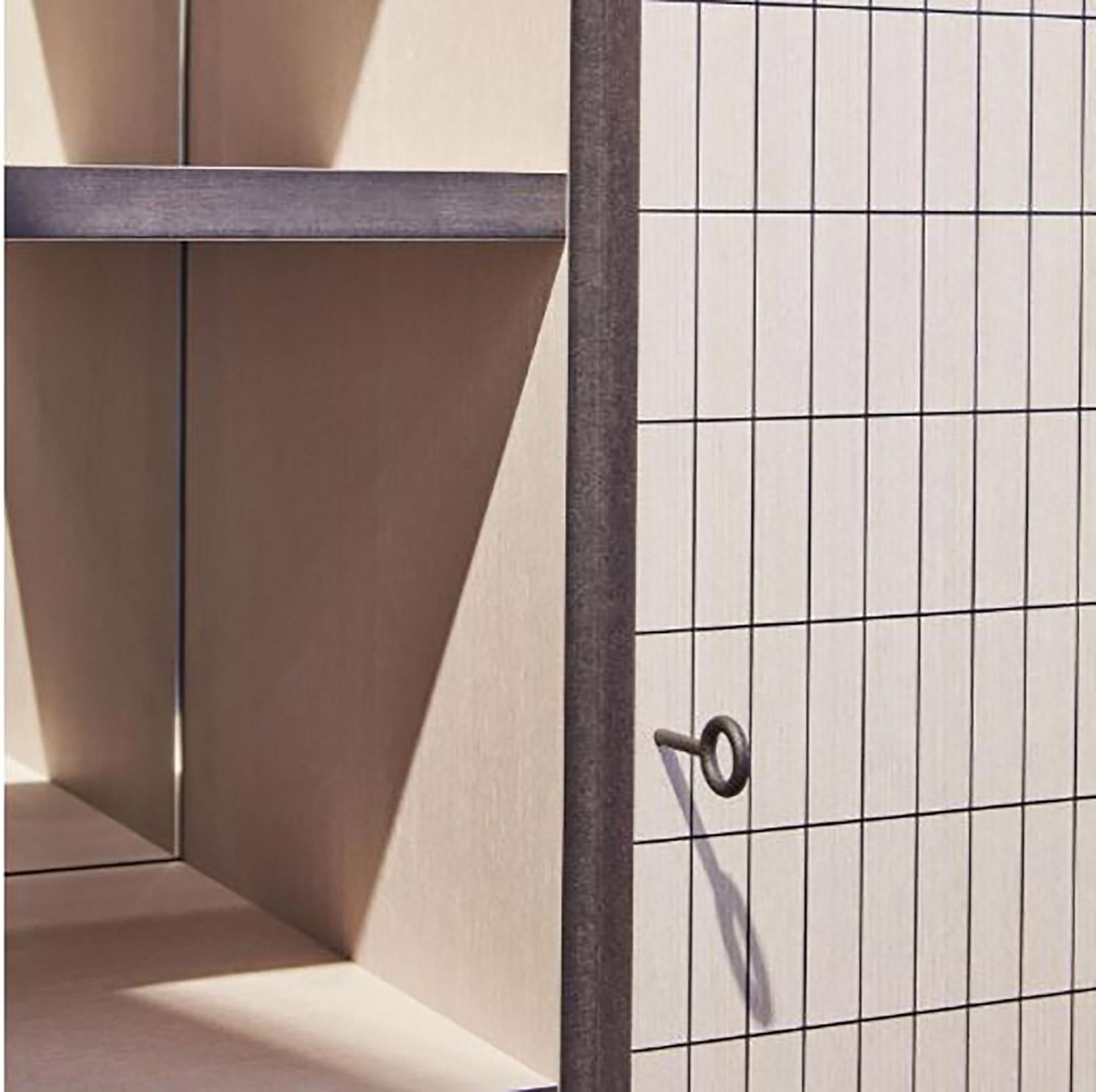Contemporary Cabinet, Check Surface Texture Printed, Bauhaus-Inspired Structure For Sale 2