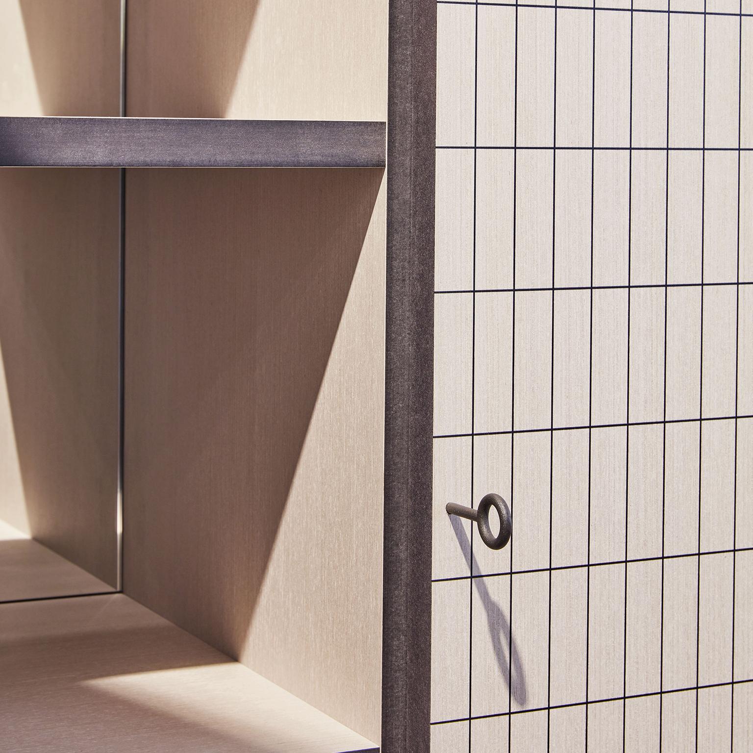 Contemporary Cabinet, Check Surface Texture Printed, Bauhaus-Inspired Structure For Sale 3
