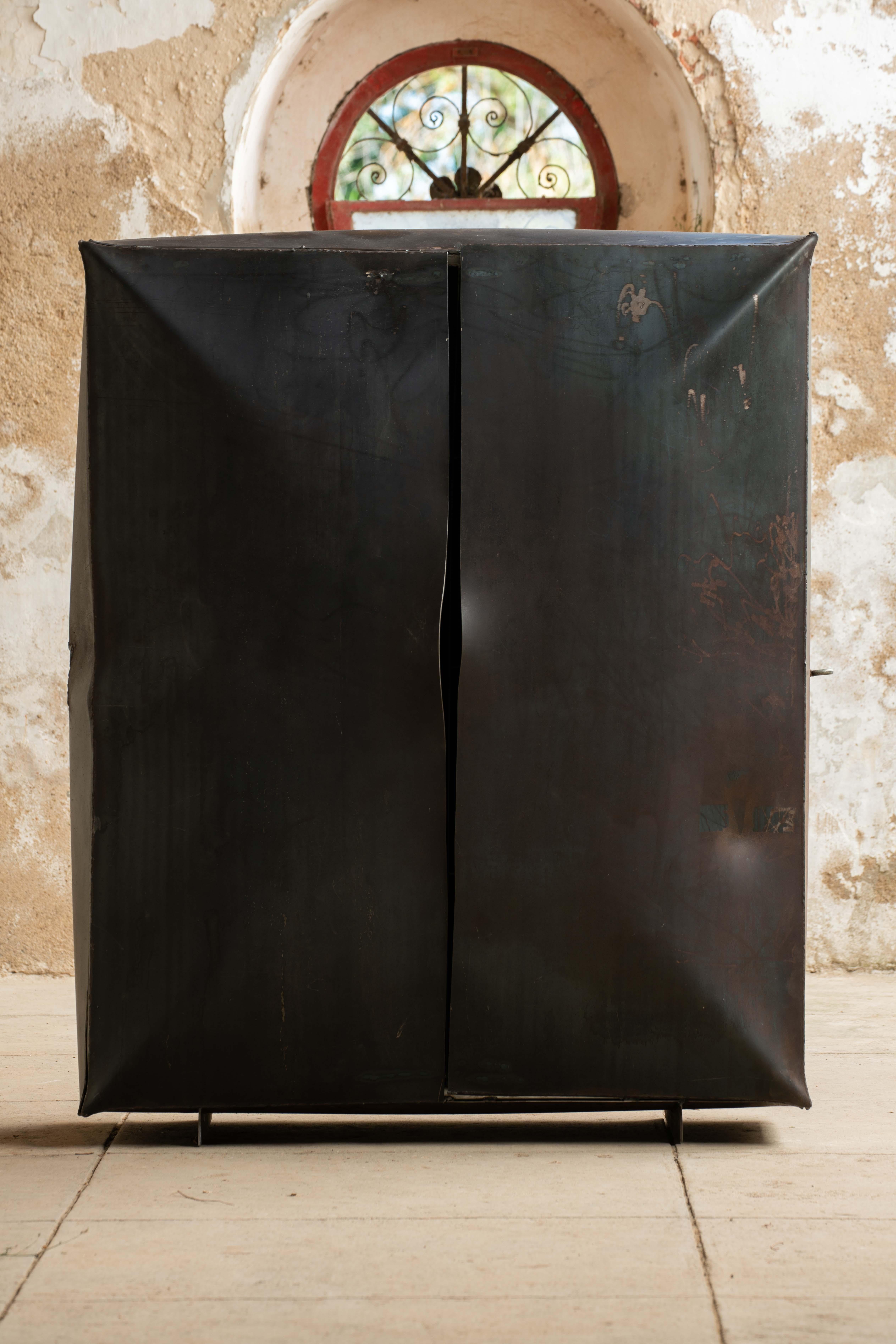 Contemporary Cabinet Exploded Metal by Mircea Anghel For Sale 2