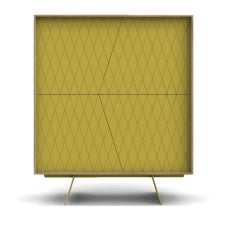 Contemporary Cabinet In Light Oak Structure & Lacquered Metal Base