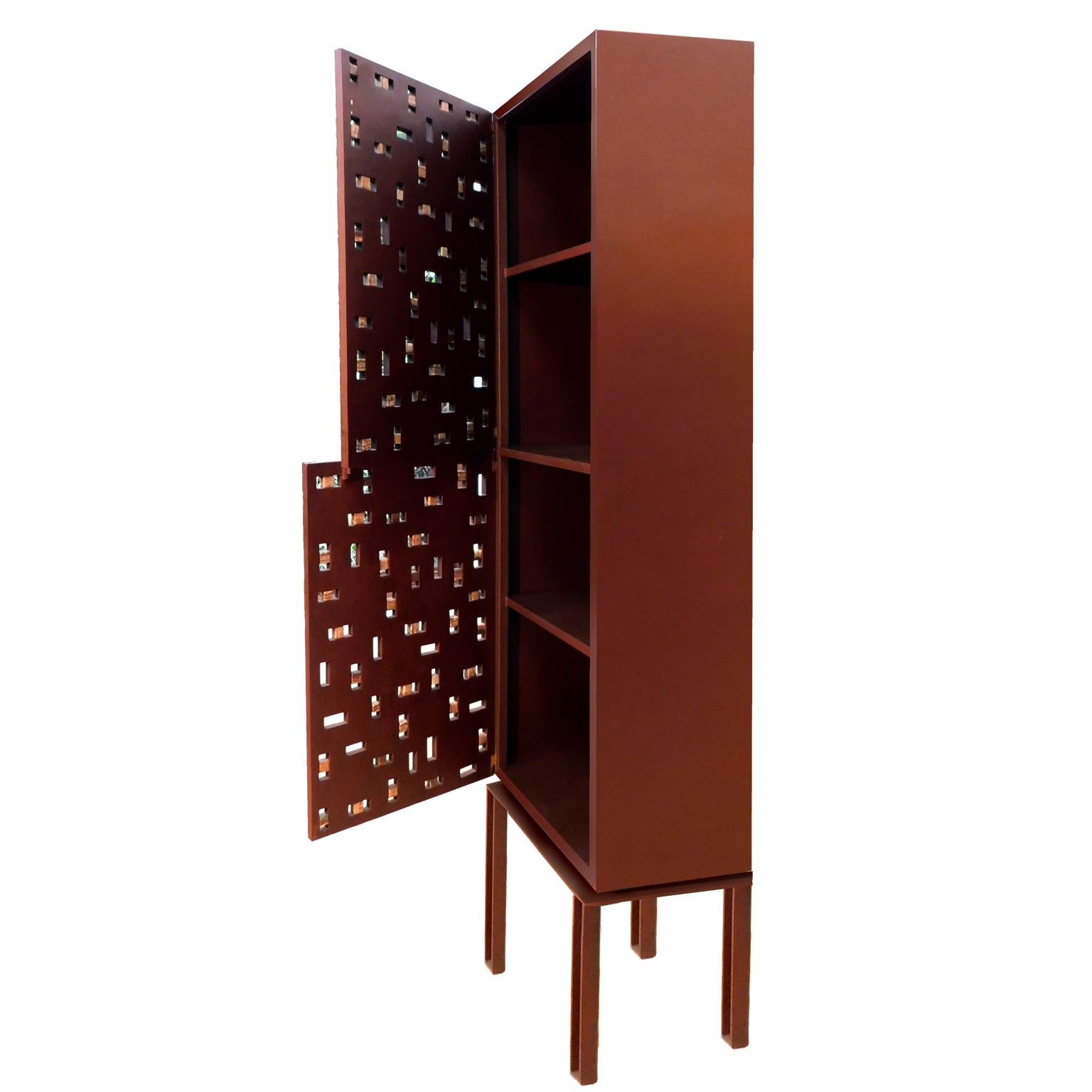 Inlay Contemporary Cabinet in Metal Inspired by Klimt's Paintings For Sale
