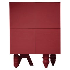 Cabinet contemporain 'Multileg' de Jaime Hayon, plateau en frêne, rouge, 100 cm