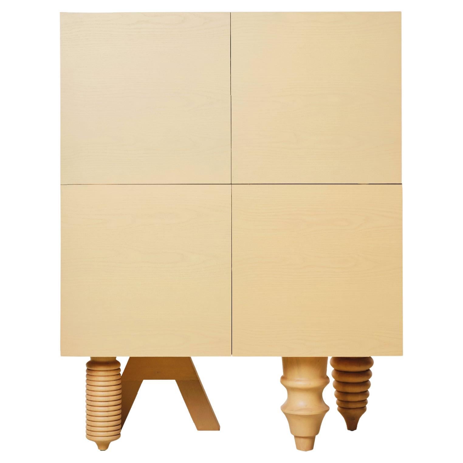 Contemporary Cabinet 'Multileg' by Jaime Hayon, Ash Top, Yellow, 100 cm For Sale