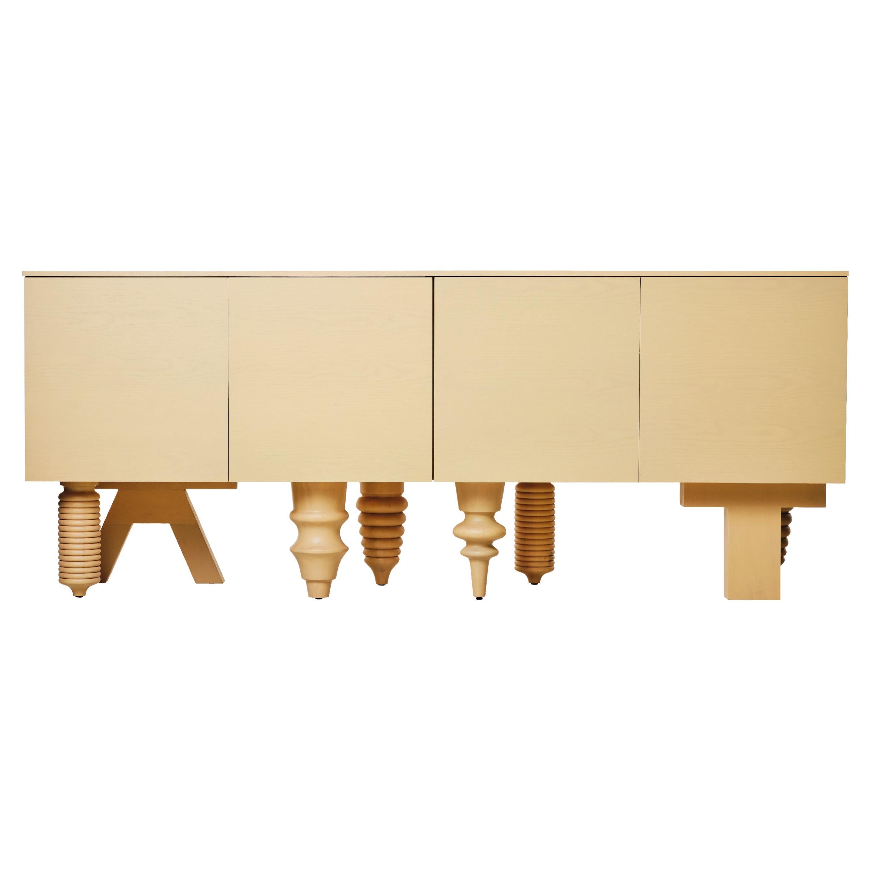 Contemporary Cabinet 'Multileg' by Jaime Hayon, Ash Top, Yellow, 200 cm For Sale