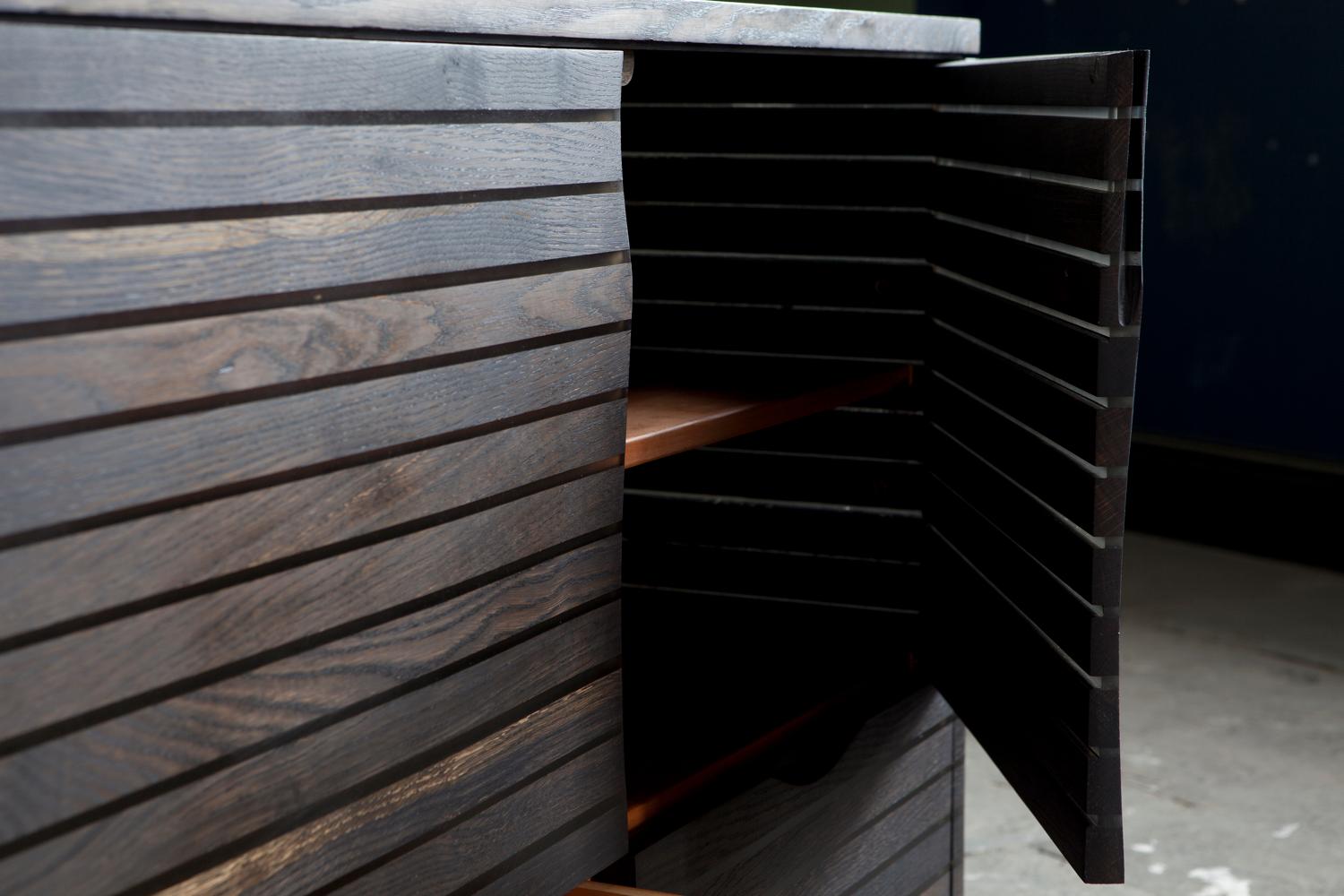 Modern Cabinet of ebonised English oak and clear resin by Jonathan Field. Unique