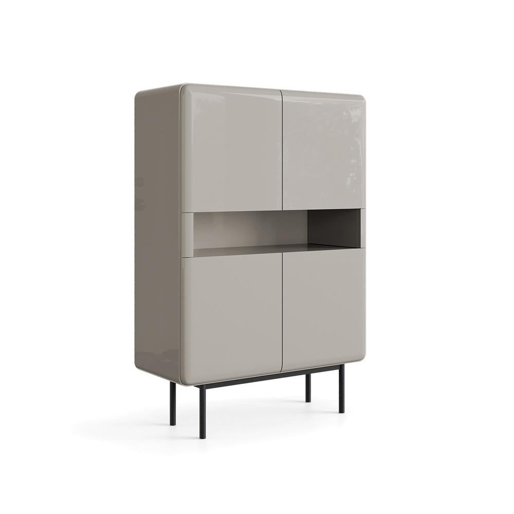 Contemporary Cabinet mit 4 Türen und offenem Zentralregal in Eiche Natur (Moderne) im Angebot