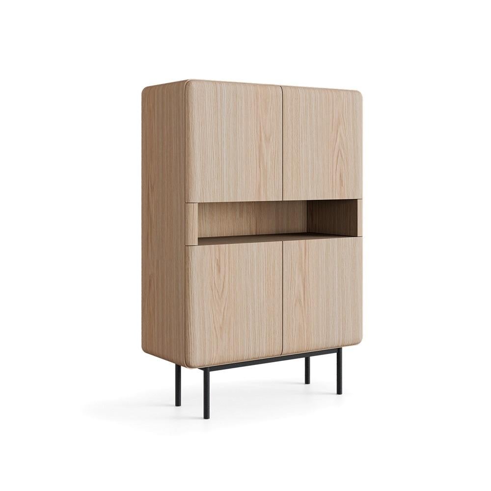 Contemporary Cabinet mit 4 Türen und offenem Zentralregal in Eiche Natur (Portugiesisch) im Angebot