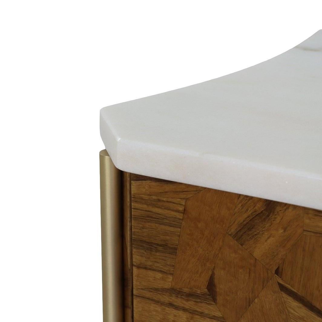 Collectional Design/One avec dessus en marbre et marqueterie en bois exotique Neuf - En vente à NEW YORK, NY