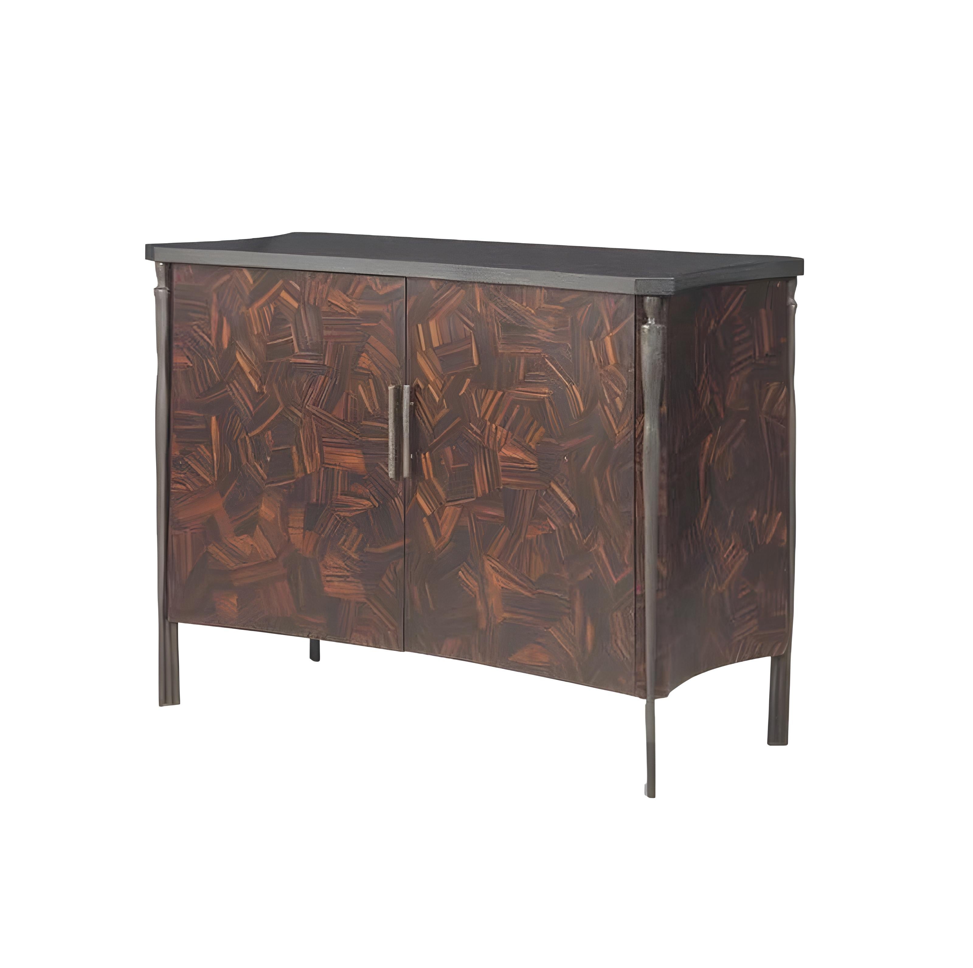 XXI secolo e contemporaneo Mobile contemporaneo con piano in marmo e corpo in impiallacciato Limba lucido in vendita