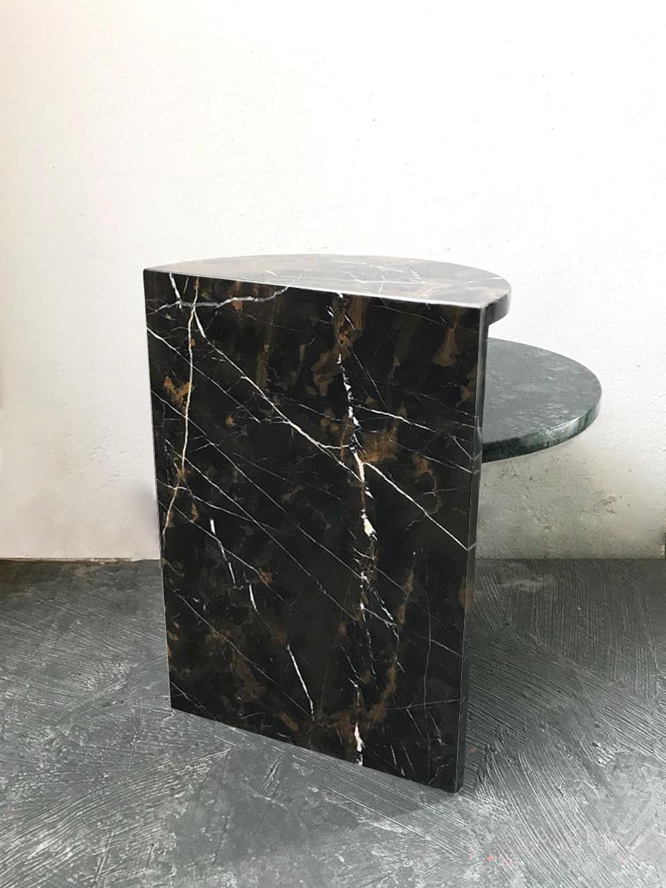 Brazilian Contemporary Café Side Table in Marble, Handcrafted in Brazil For Sale