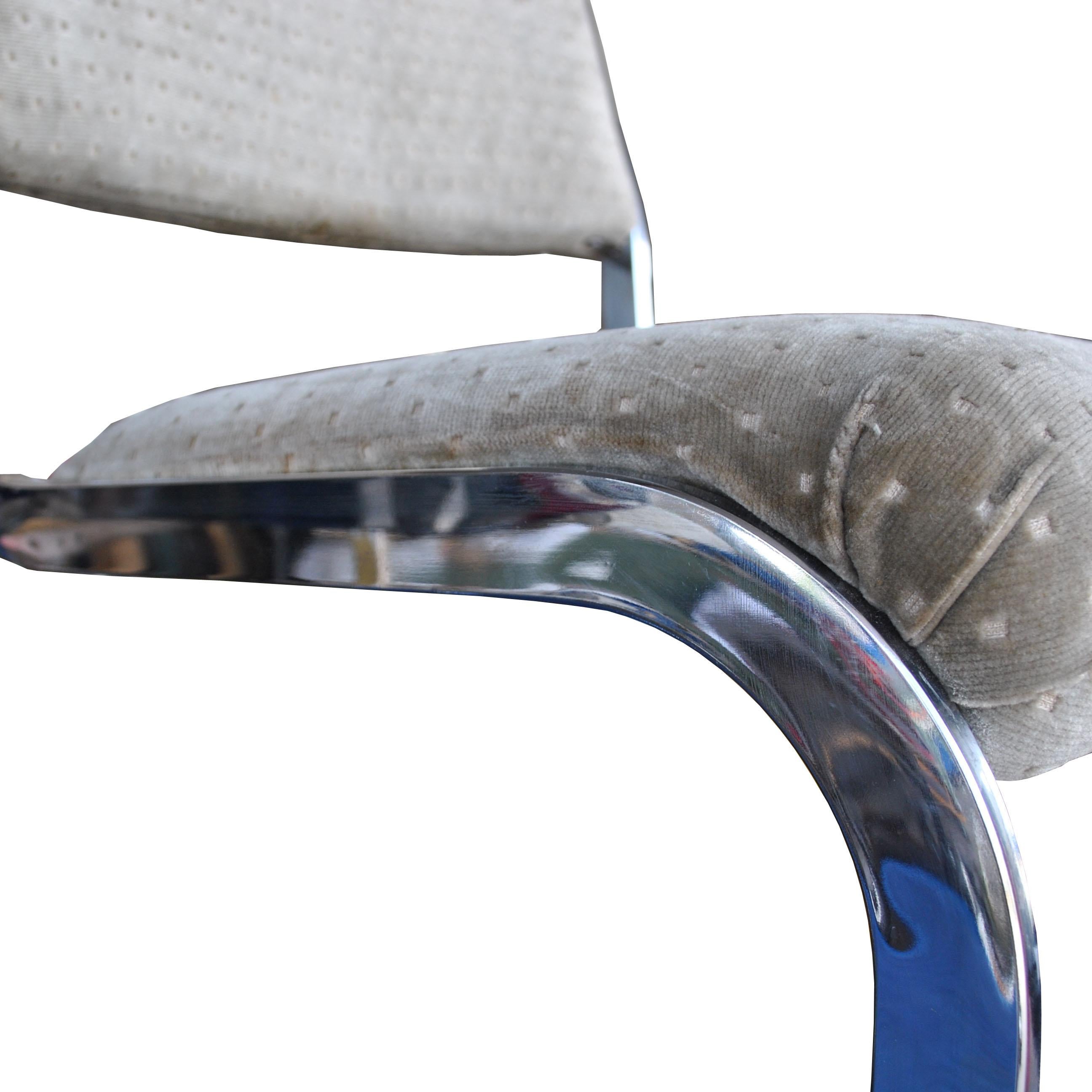 Mid-Century Modern Pair of Milo Baughman Cal-Style Chrome Bar Stools 