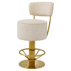 Contemporary Camari Cream Upholstered Brass Counter Stool