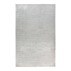 Contemporary Camelia Silver and White Handmade Silk Rug by Doris Leslie Blau