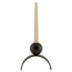 Contemporary Candle Holder Arch and Ball, Blackened Heavy Steel 