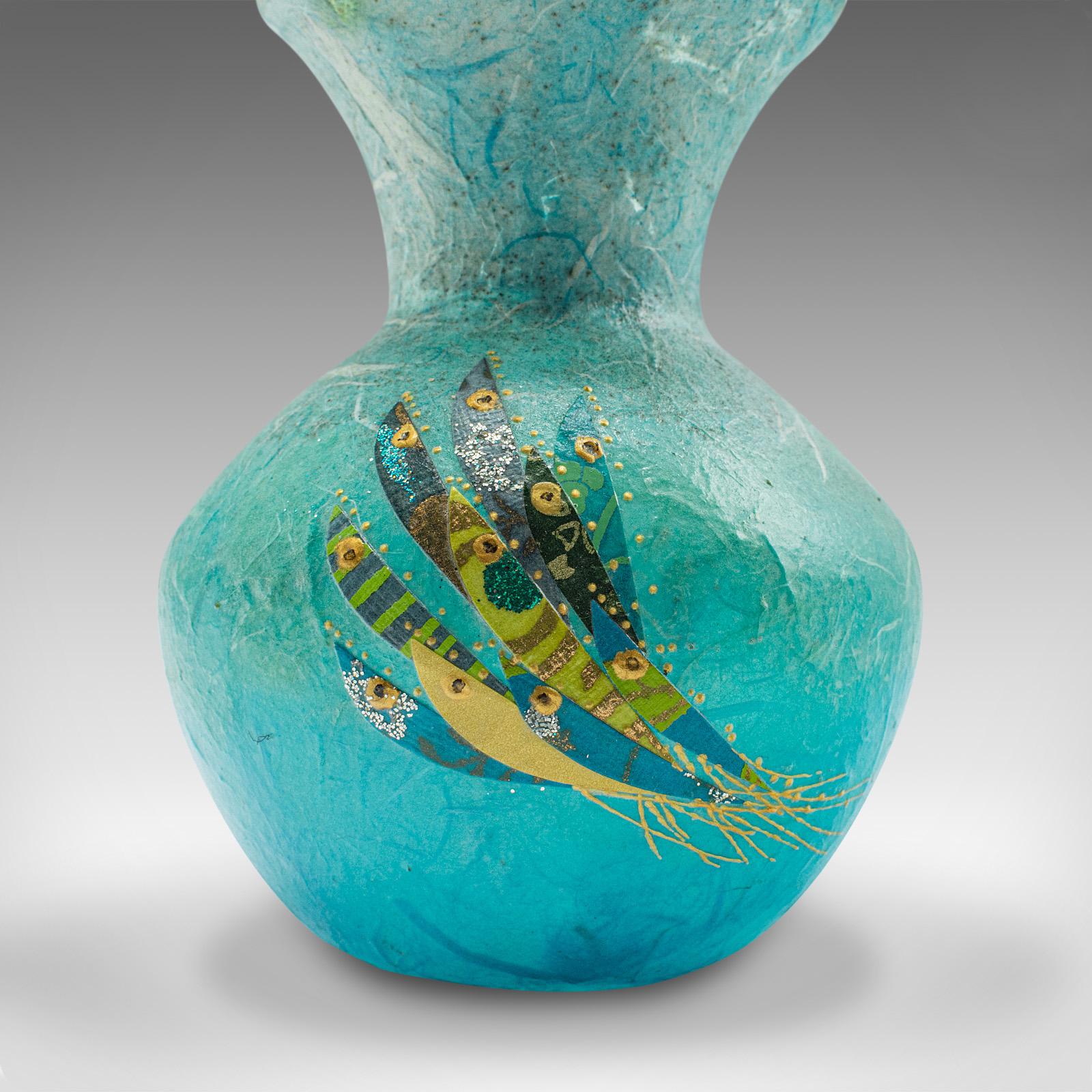 Portacandele contemporaneo, inglese, vetro artistico, seta di paglia, votivo, vaso a forma di posy in vendita 2