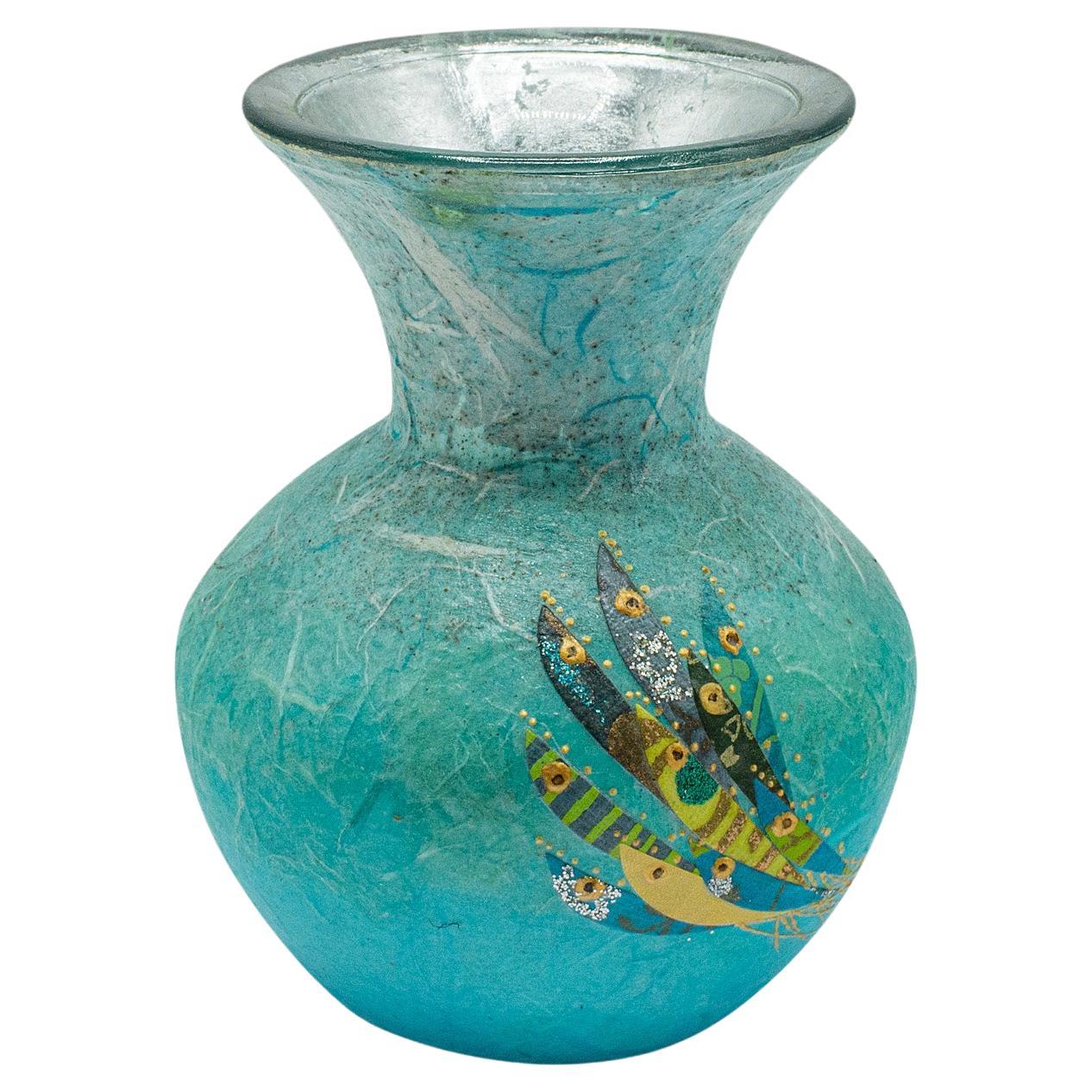 Contemporary Candle Holder, English, Art Glass, Straw Silk, Votive, Posy Vase