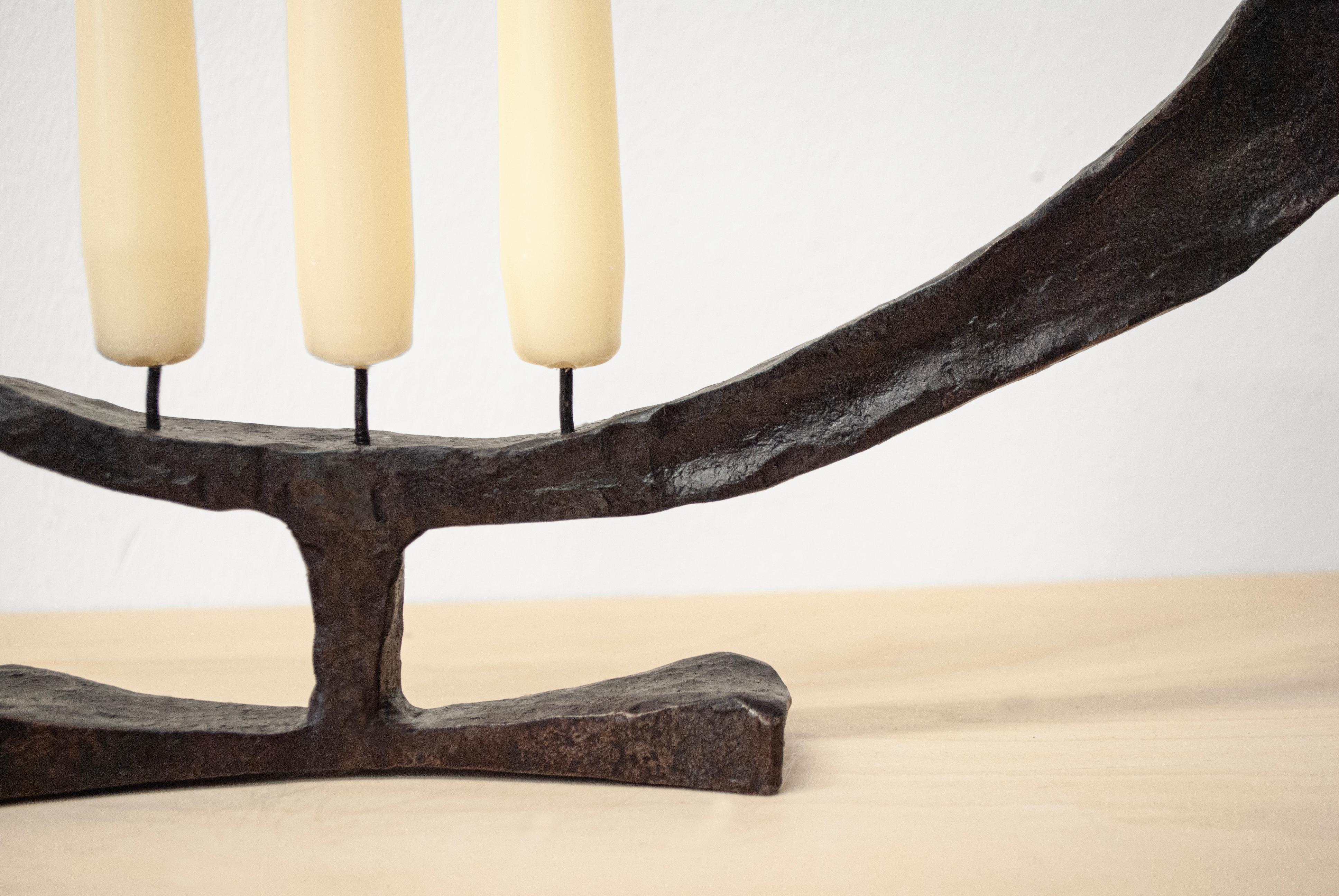 Contemporary Candle holder tapered forged black steel Inspired by Harry Bertoia  In New Condition In London, GB