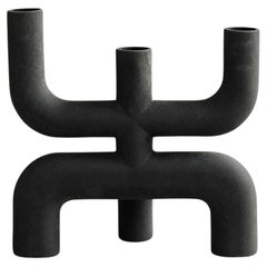Bougeoir contemporain, céramique noire, art contemporain.