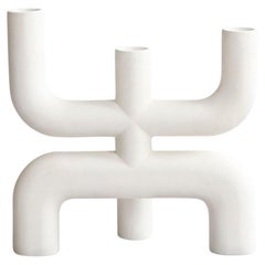 Contemporary Candleholder, Ivory White Ceramic, Contemporary Art.