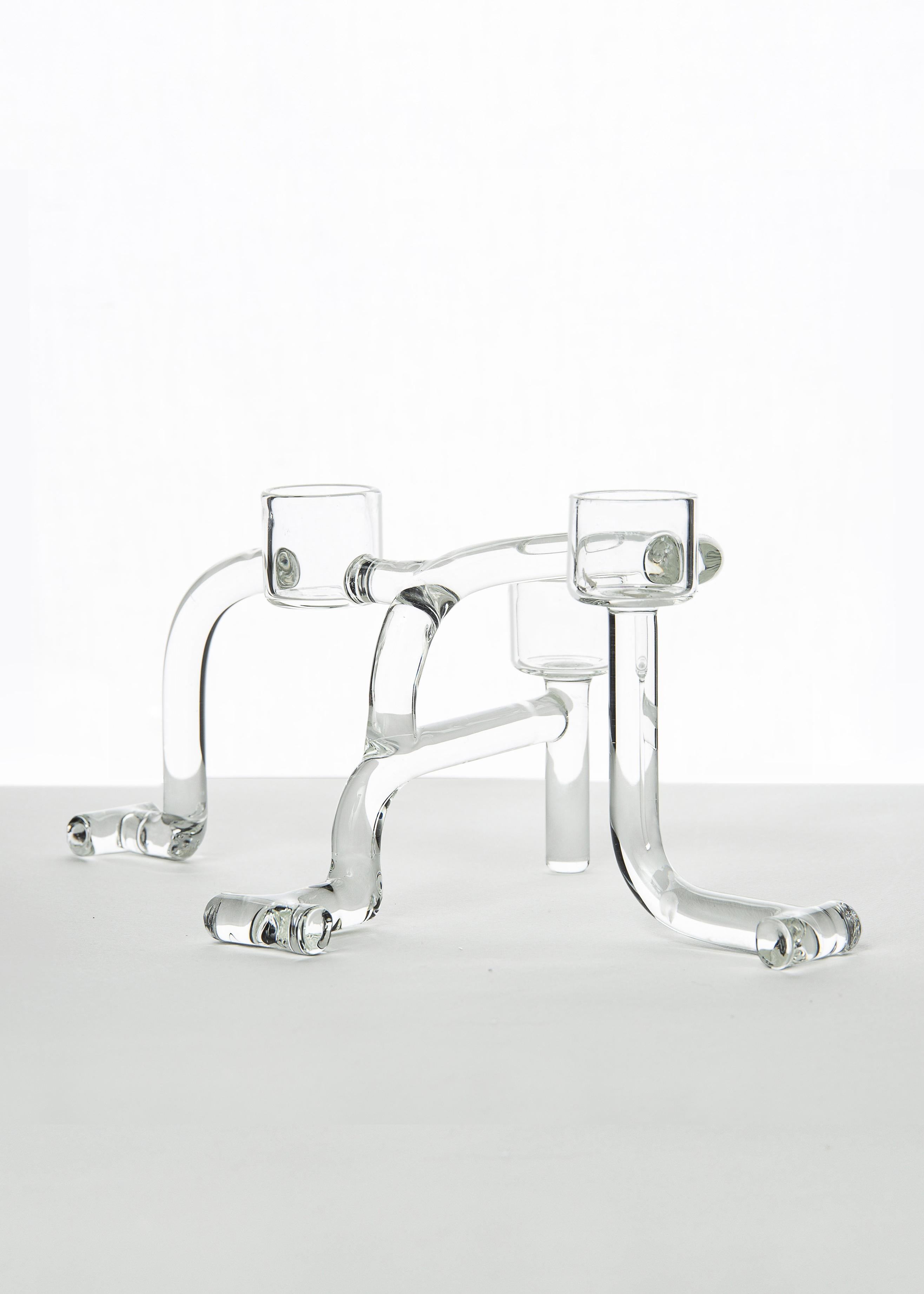 Contemporary Candlestick Tableware Kitchen Set Glass Handmade In New Condition For Sale In Milano, IT
