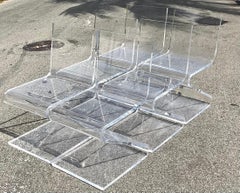 Contemporary Cantilevered Lucite Z Dining Chairs, Set of 6