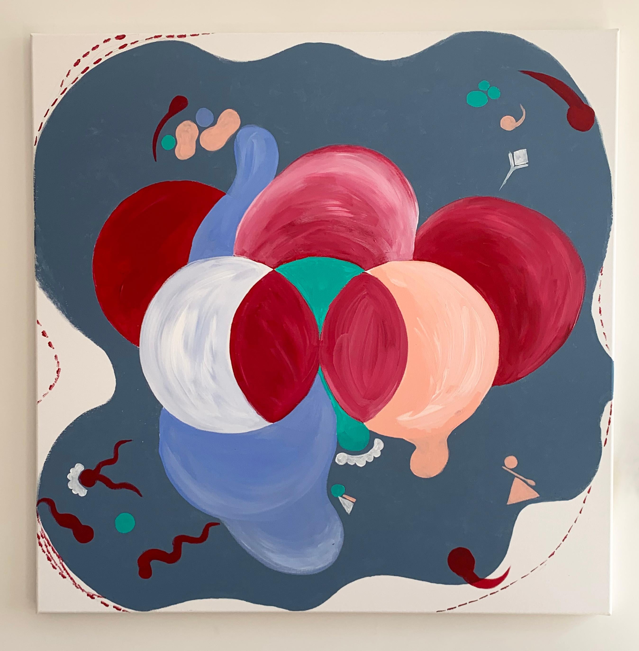 This painting made with the freehand technique in acrylic on canvas, with a dimension of 100x100cm, is one of the works of the prestigious Spanish designer and painter Sergio Prieto.
Its organic forms and the mixture of colors represent the marine