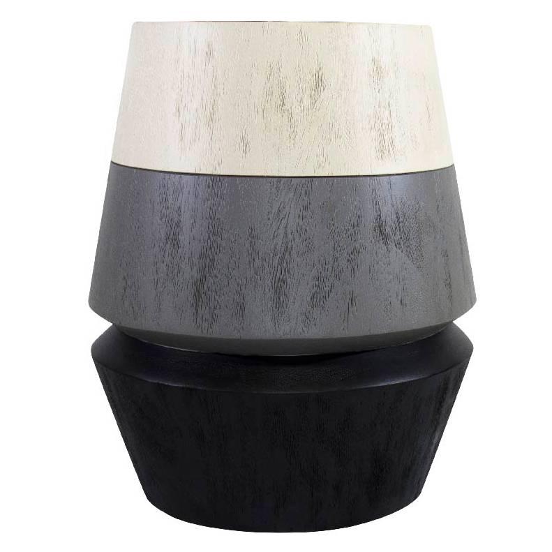 Contemporary Capirucho Turned Side Table, Wood and Tricolor Brushed by Labrica