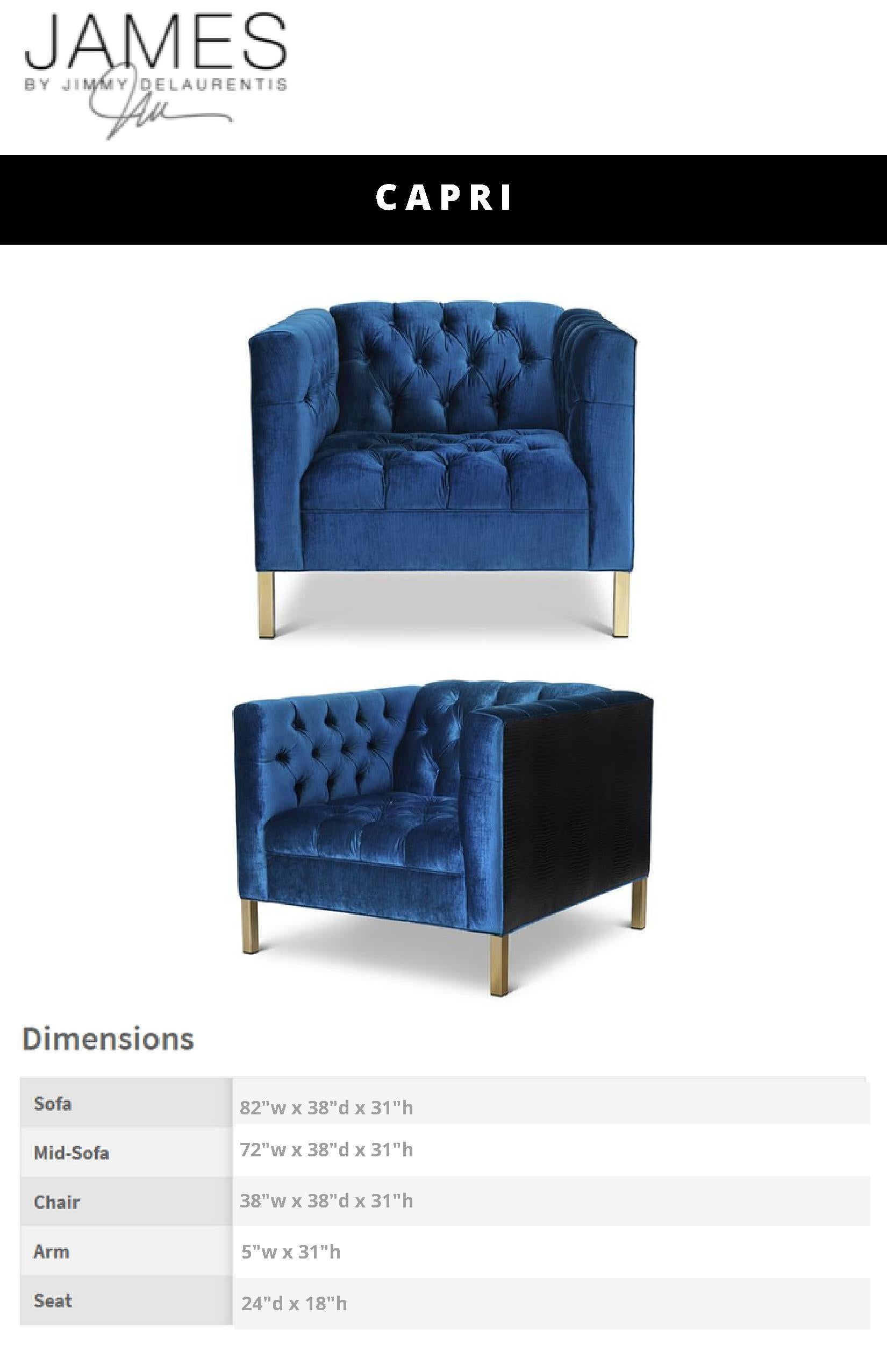Zeitgenössisches getuftetes Capri-Sofa, handgefertigt von James Delaurentis (21. Jahrhundert und zeitgenössisch) im Angebot