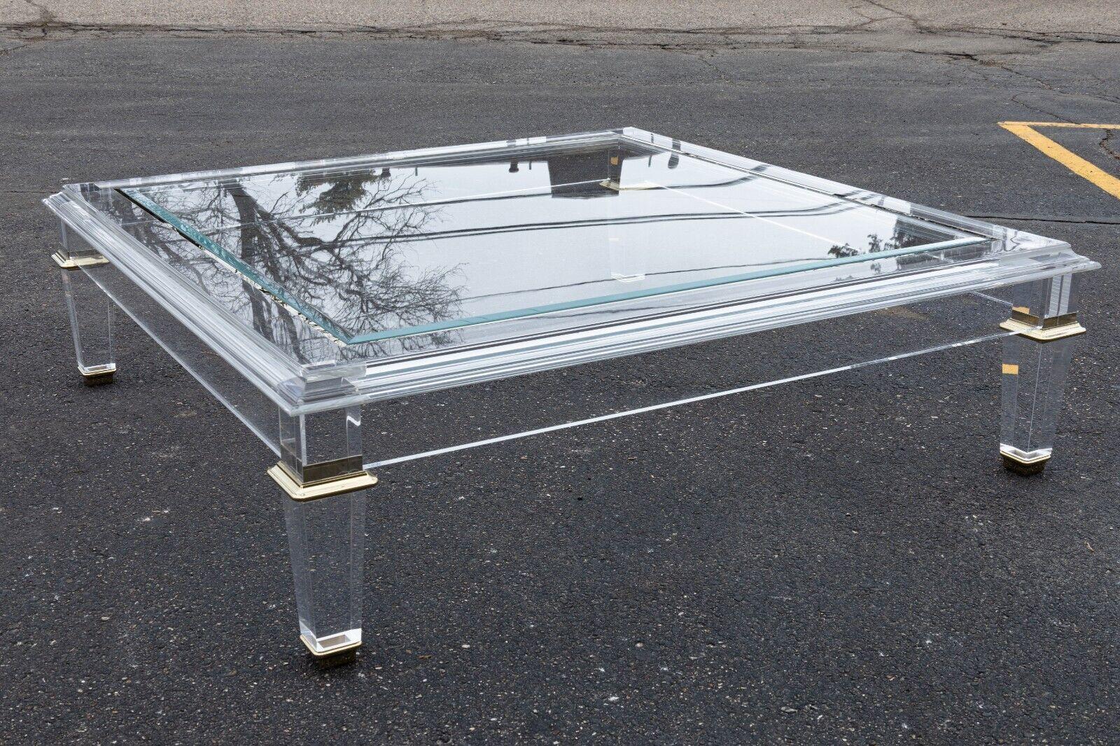 20th Century Contemporary Caracole Promethean Pierre Lucite & Glass Cocktail Coffee Table