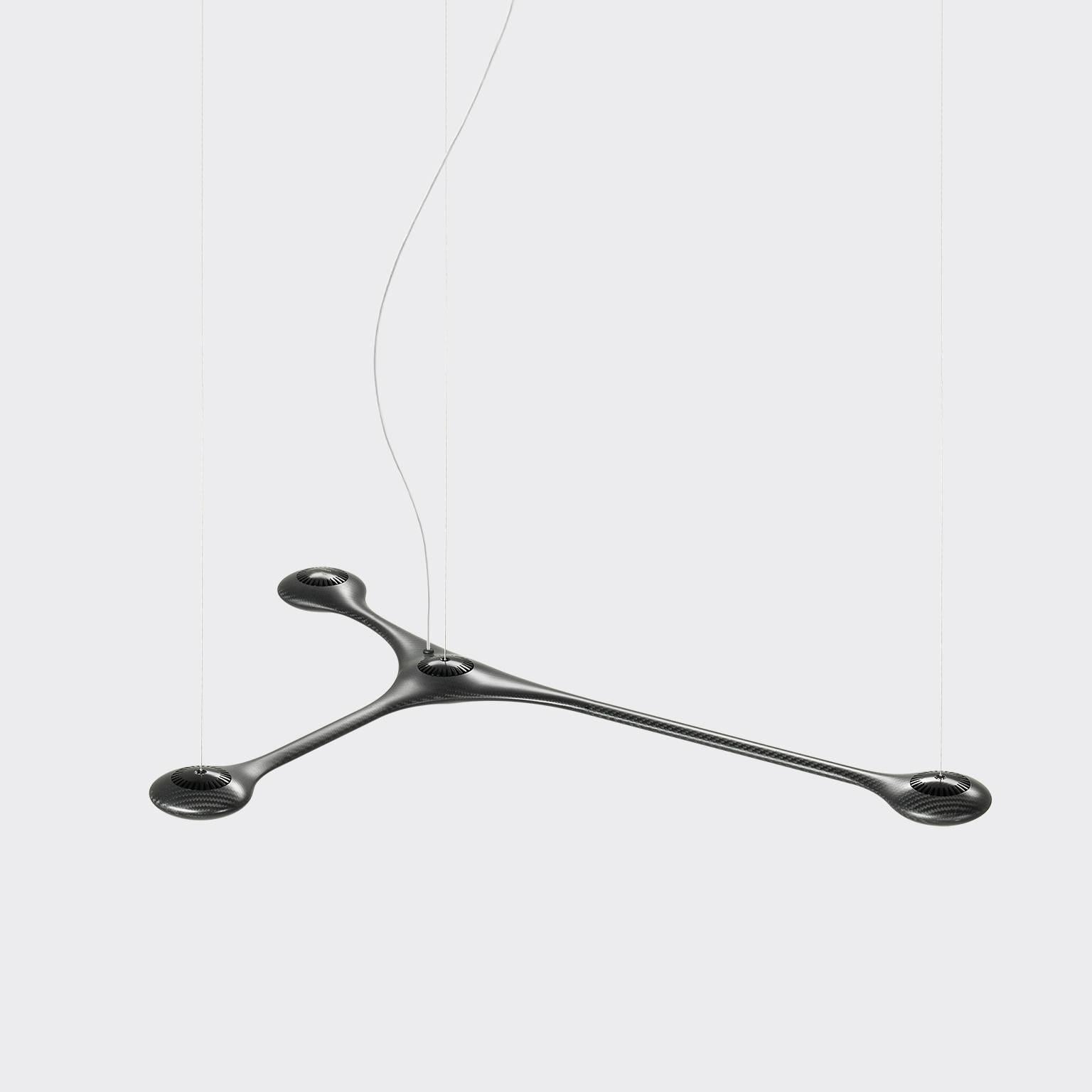 Minimalist Contemporary Carbon Light CARB04.00 Pendant by Tokio. For Sale