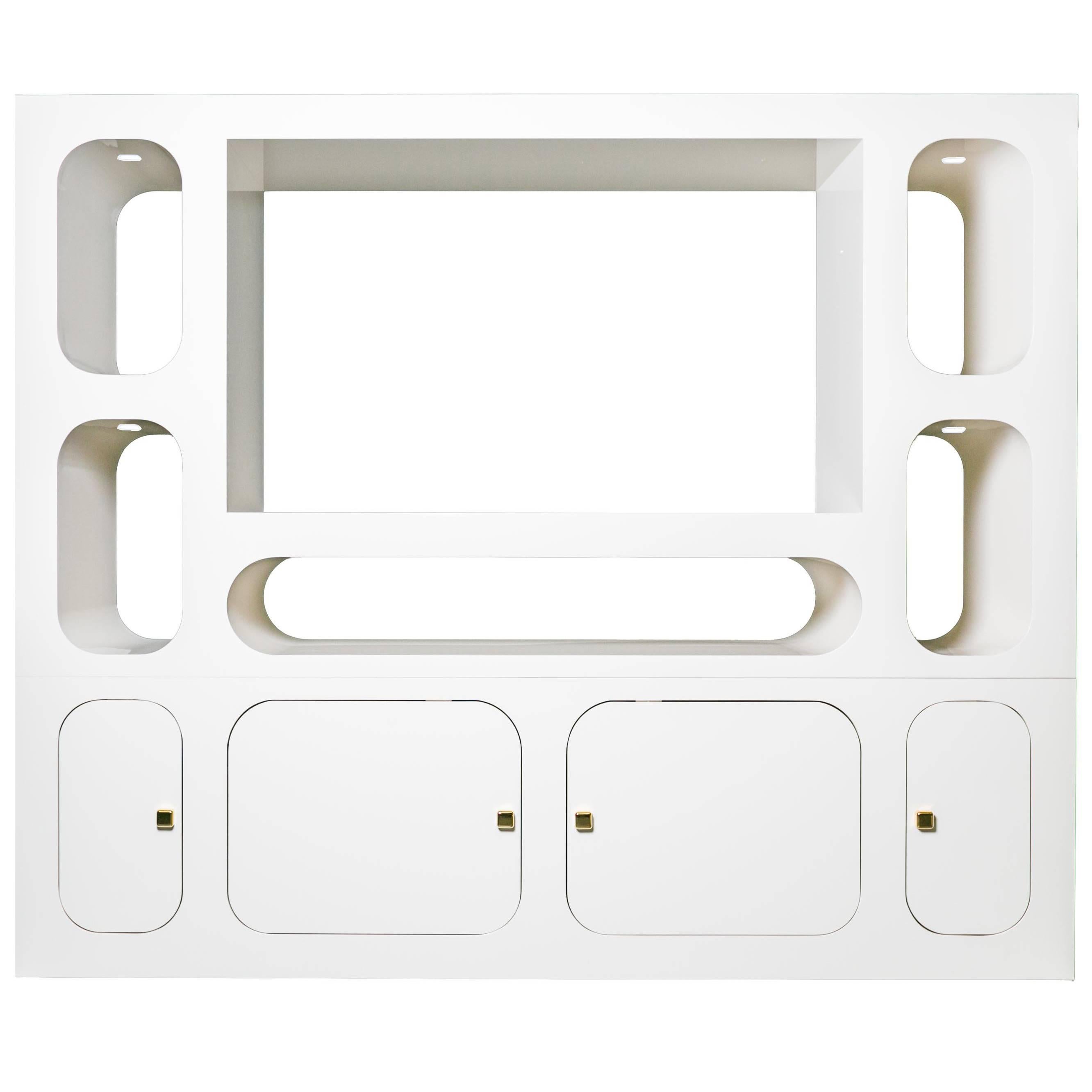 Contemporary Carosello TV Stand or Media Cabinet in Aluminium For Sale