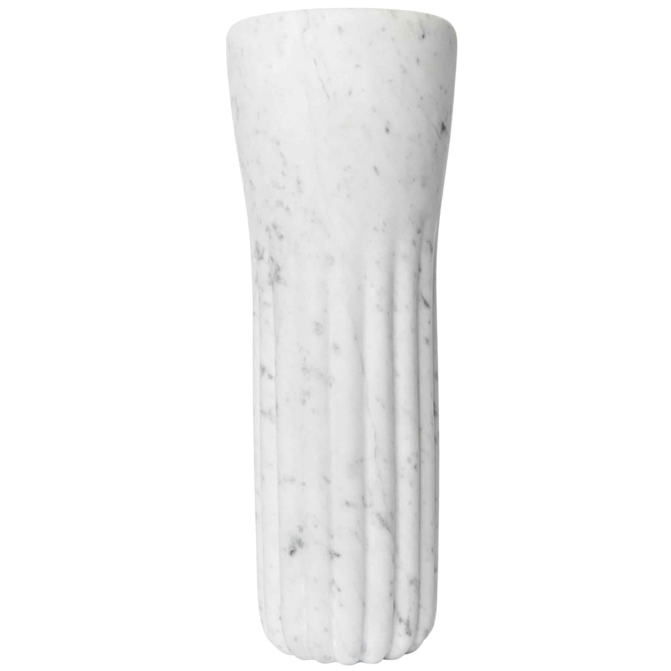 Contemporary Carrara Marble Colonna Vase For Sale