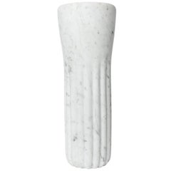Contemporary Carrara Marble Colonna Vase