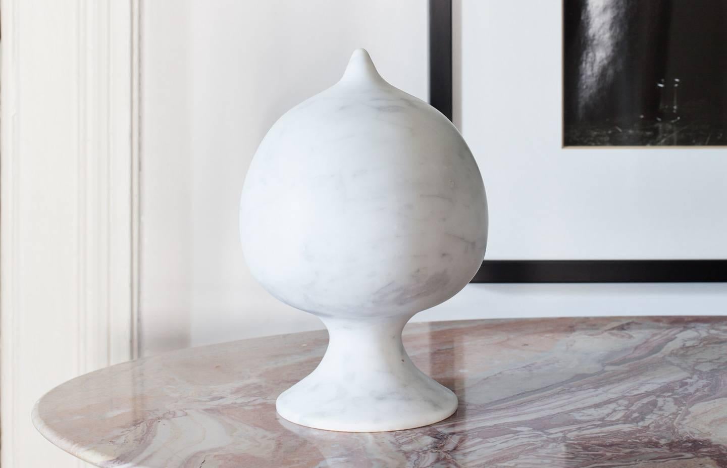 Italian Contemporary Carrara Marble Pumo Sculpture For Sale