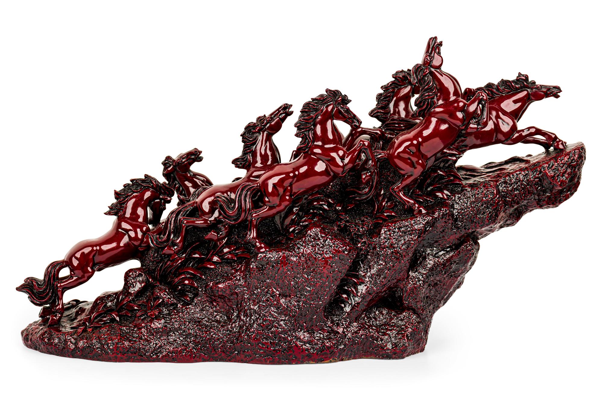 Moderne Représentation sculptée contemporaine de chevaux au galop en vente
