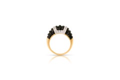 Carved Black Onyx Dome Ring In 14ct Gold With Diamonds
