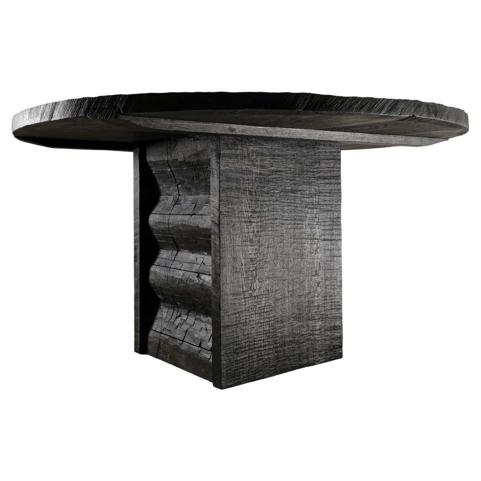 Custom-Made Solid Blue Slate Round Dining Table at 1stDibs