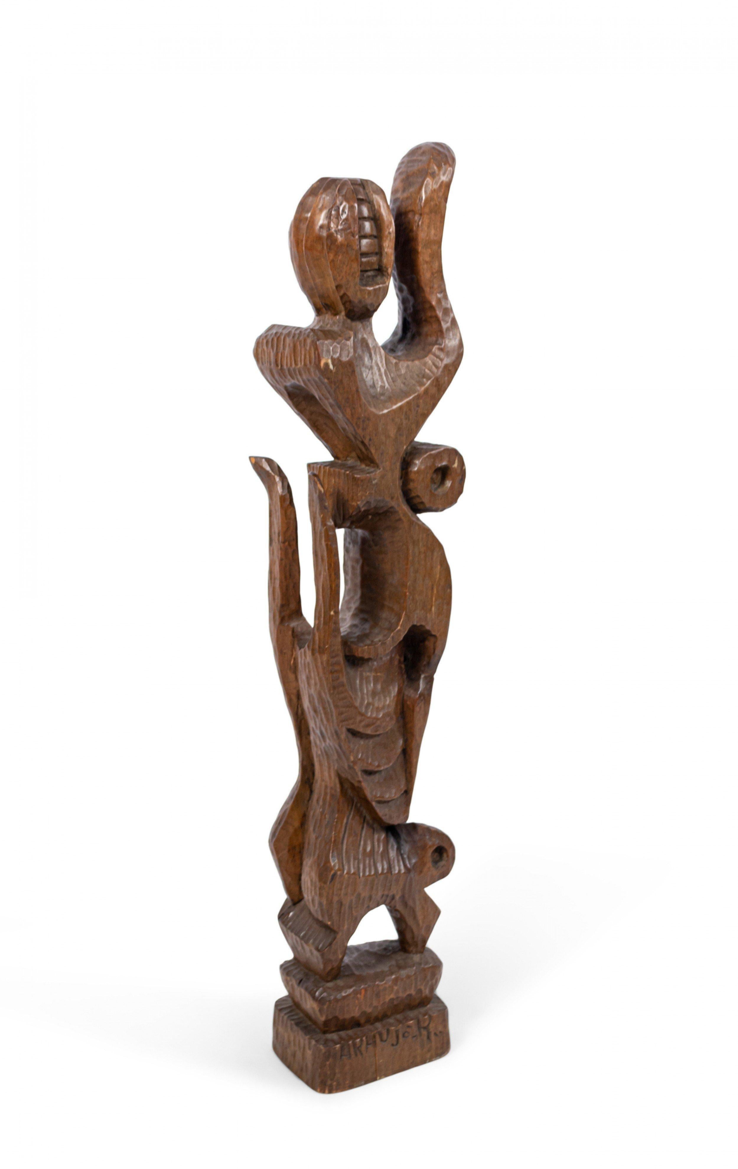Modern Contemporary Carved Wood Figural Sculpture For Sale
